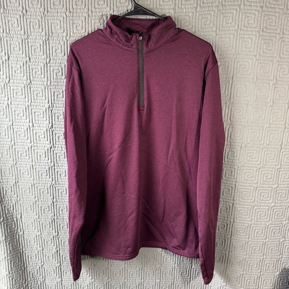 Tesla 1/4 Zip Pullover Mens Large Maroon Mock Neck Long Sleeve